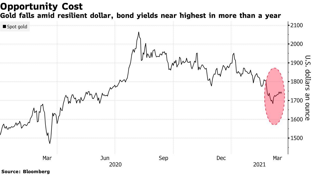 Gold falls amid the resilient dollar, and bond yields are the highest in more than a year