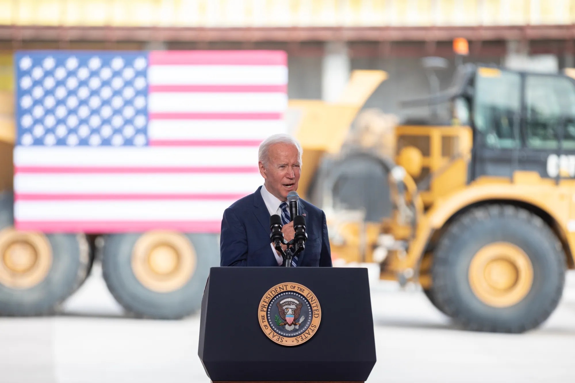 US President Joe Biden speaking&nbsp;two years ago&nbsp;during a "First Tool-In" ceremony at the Taiwan Semiconductor Manufacturing Co. facility under construction in Phoenix. That factory isn’t scheduled to begin full production of&nbsp;chips until next year.