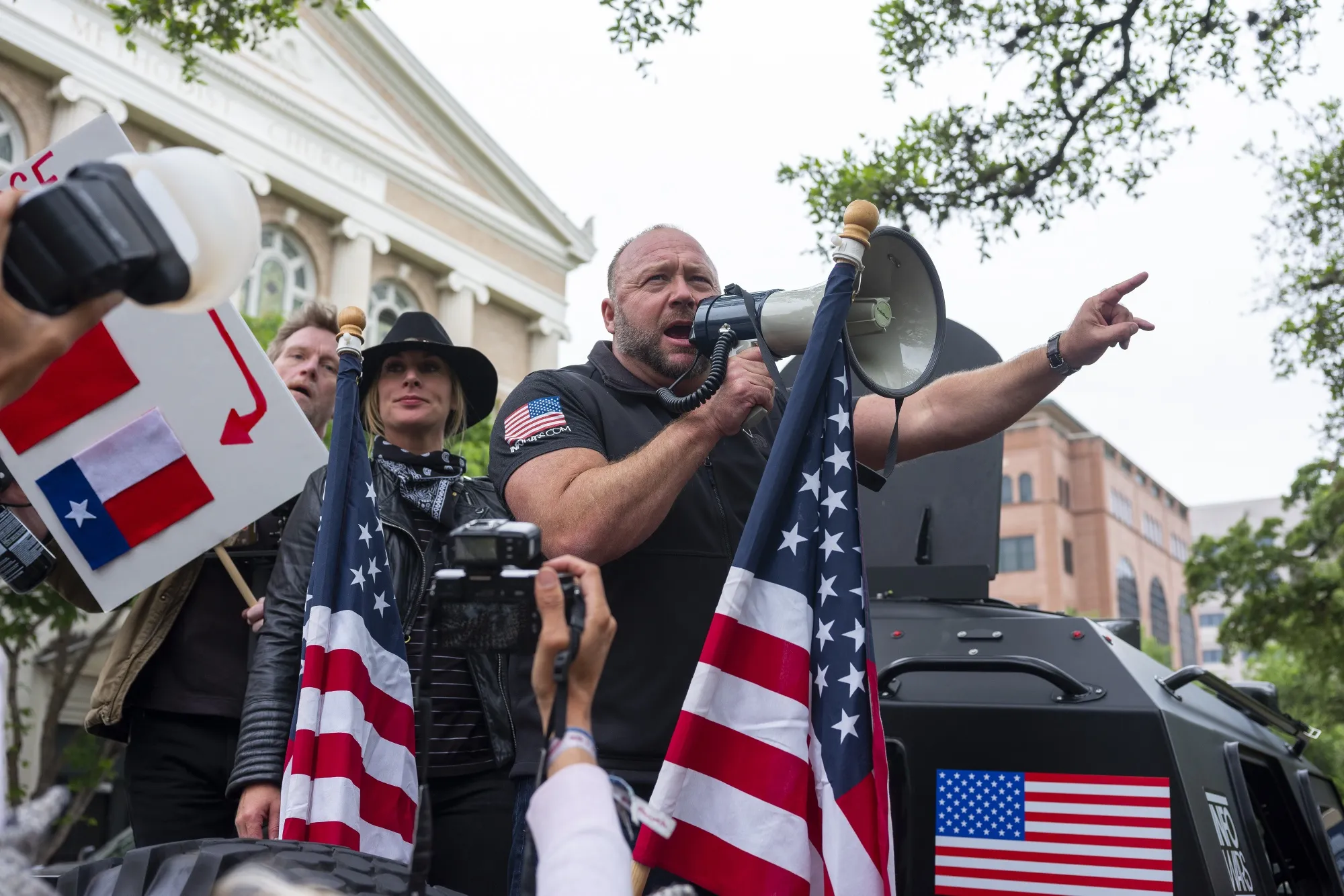 Alex Jones, during a rally outside the Texas State Capitol in Austin.