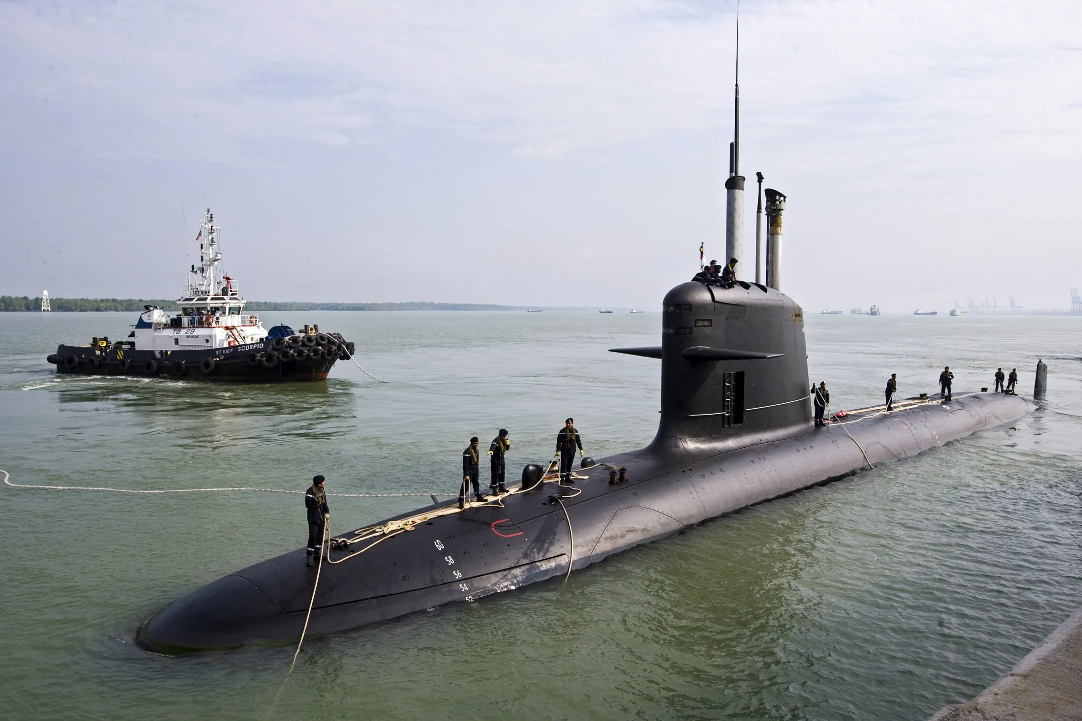A Malaysia&nbsp;Scorpene-class submarines at Pulau Indah Naval Base in 2009.