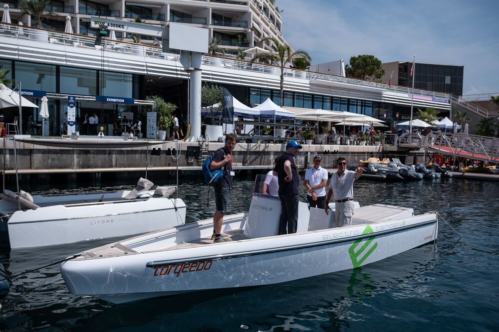 Designboats.ch Electro Tender 08e at the Monaco Yacht Club.