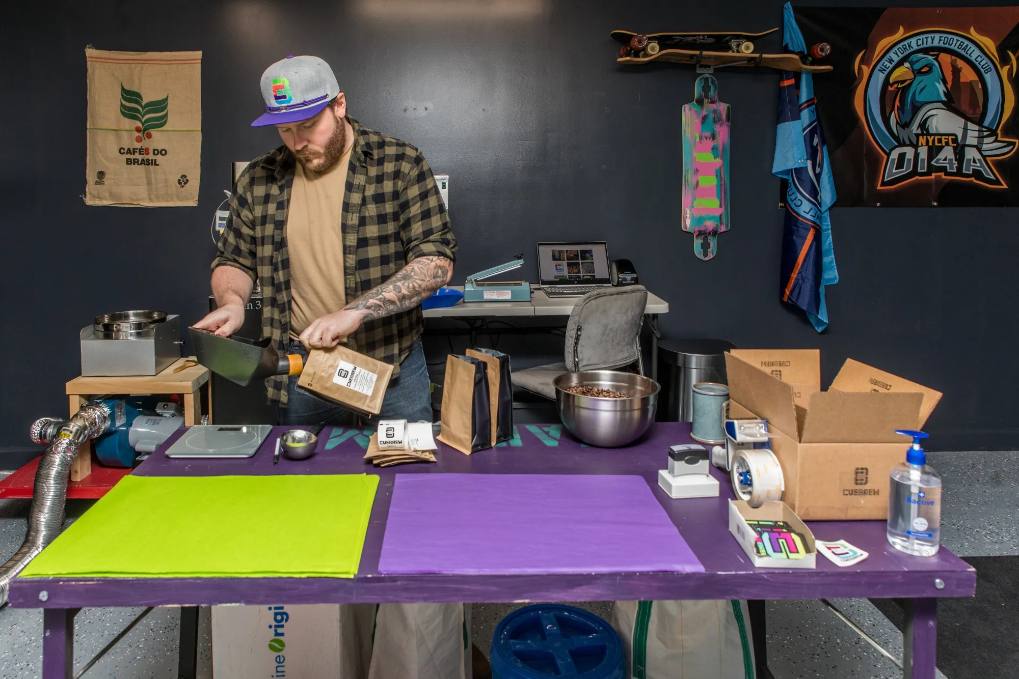 Doug McCue prepares an order of coffee in Roswell, Georgia.