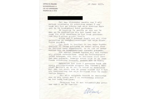 The letter from Frank's father, which is included in the sale.