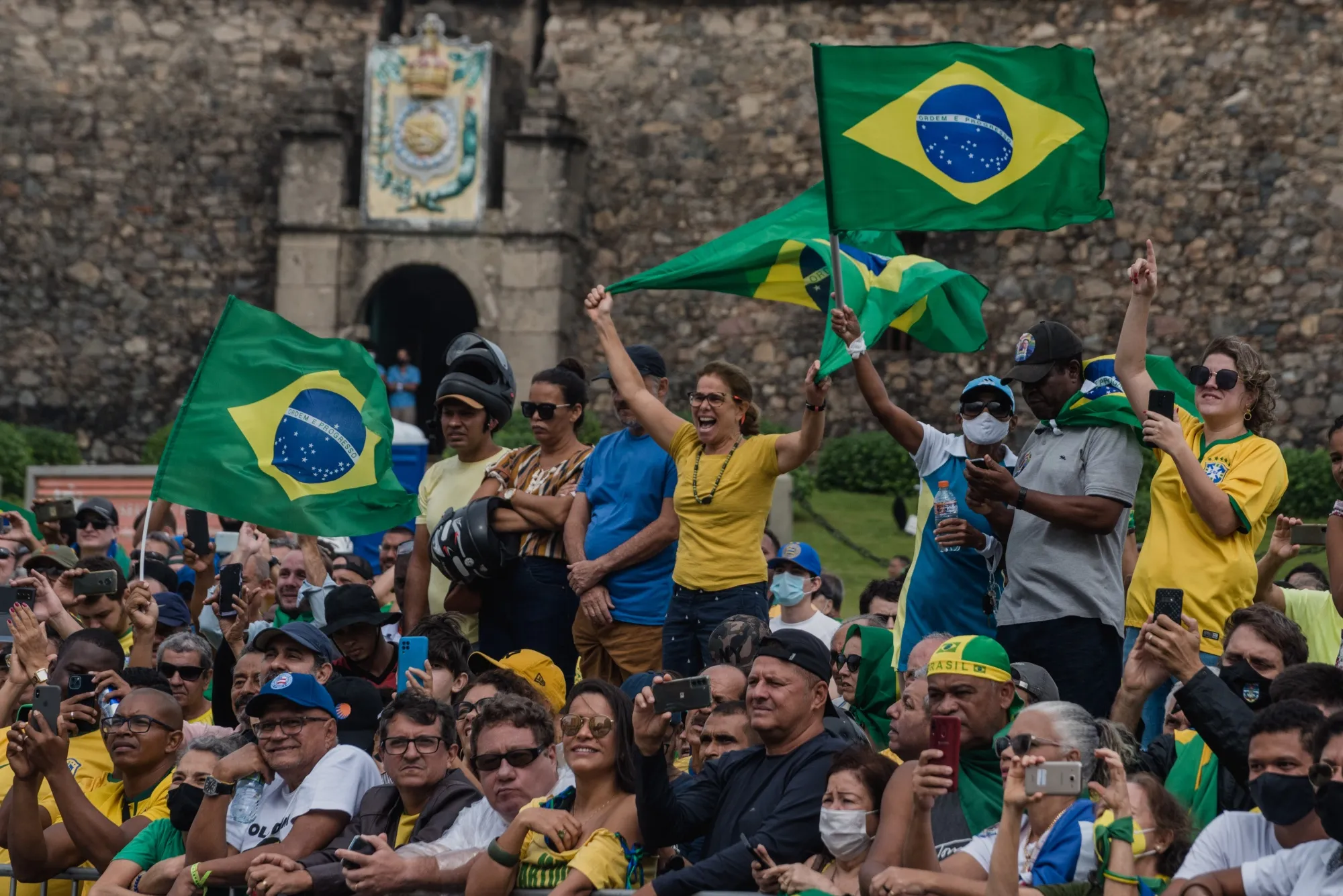 Supporters of Jair Bolsonaro at a rally in Salvador.&nbsp;