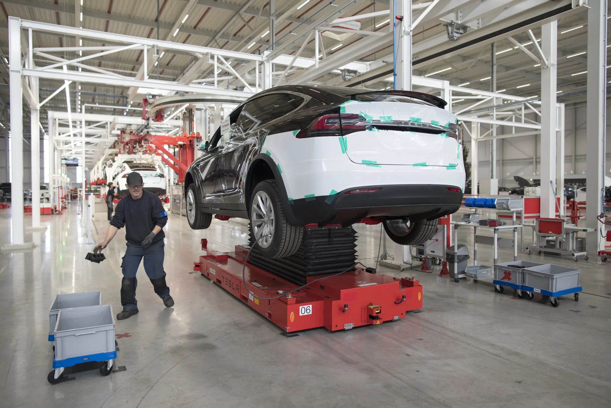 Tesla Model X SUV Assembly Inside A Tesla Motors Inc. Factory