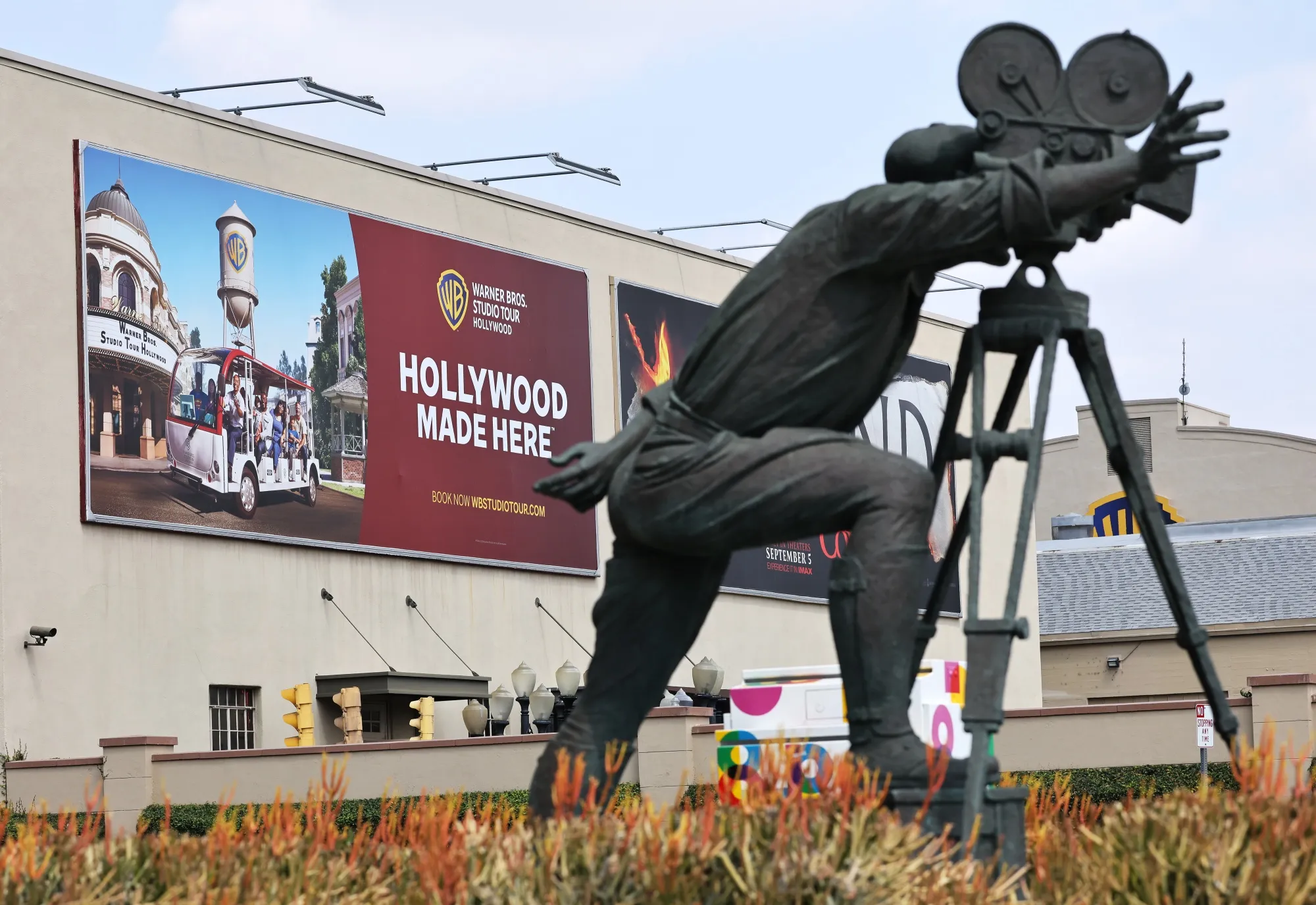 "The Cameraman" statue outside the Warner Bros. Studio in Burbank, California.