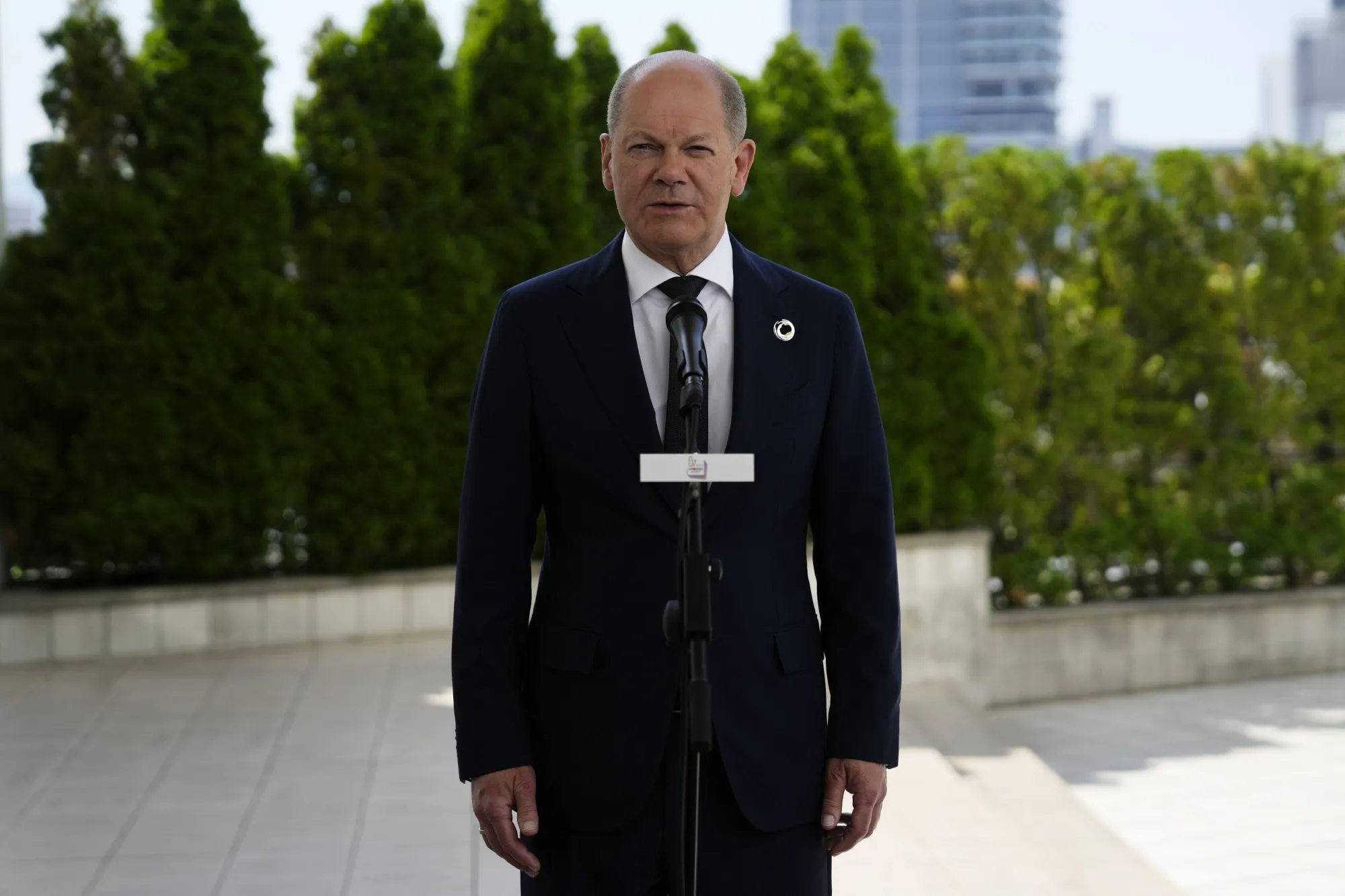 Olaf Scholz at the Group of Seven&nbsp;leaders summit in Hiroshima, Japan, on May 21.