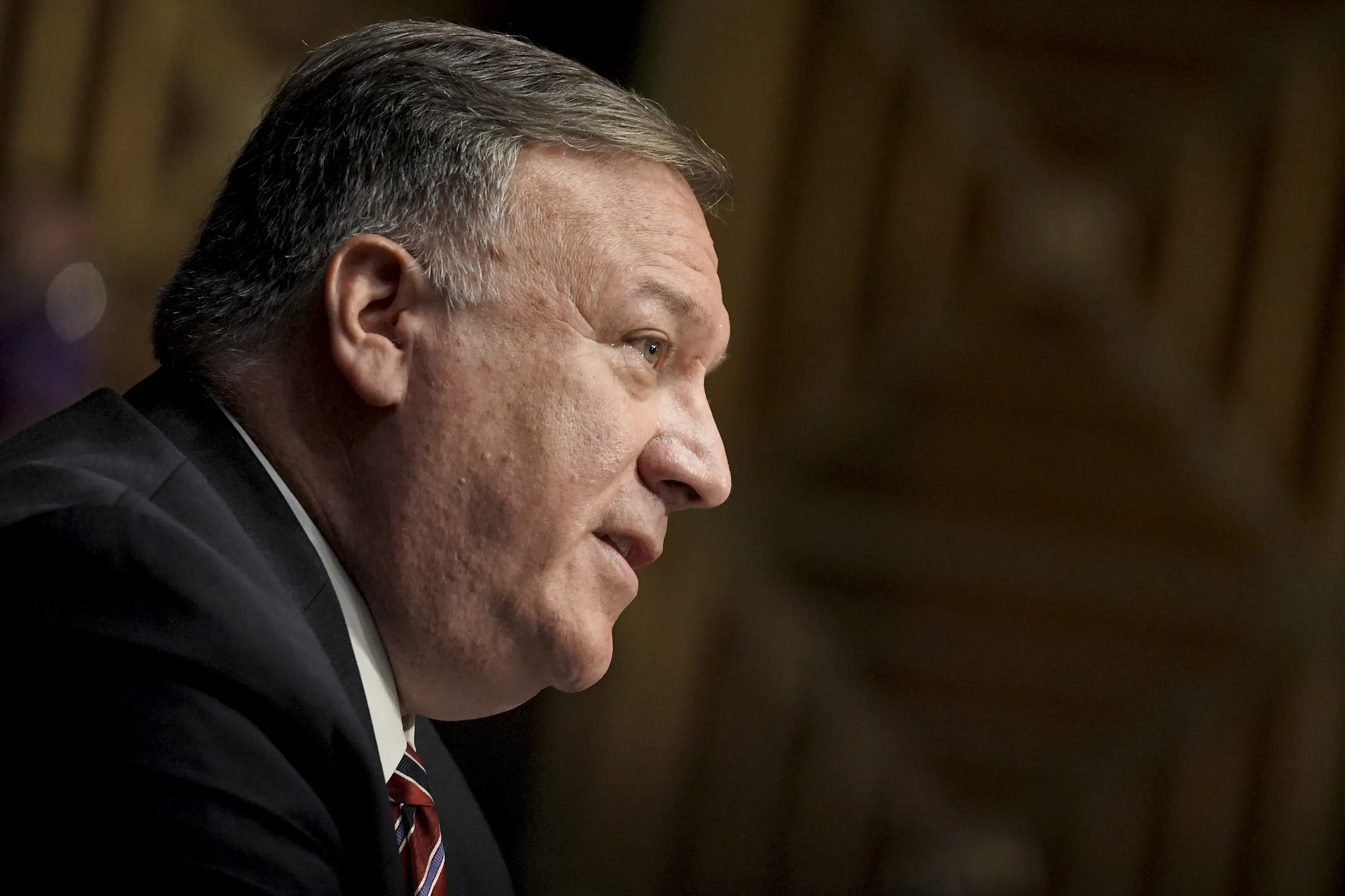 Mike Pompeo, U.S. secretary of state, speaks during a Senate Foreign Relations Committee hearing in Washington on July 30, 2020.&nbsp;