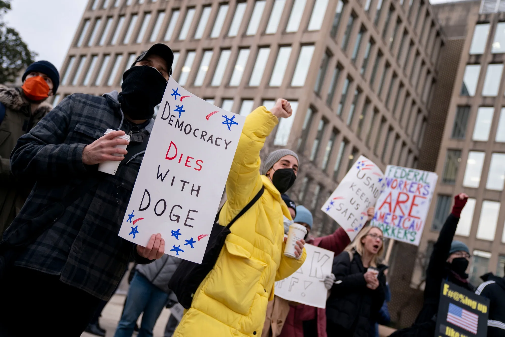 Demonstrators outside the US Office Of Personnel Management on Feb. 5.
