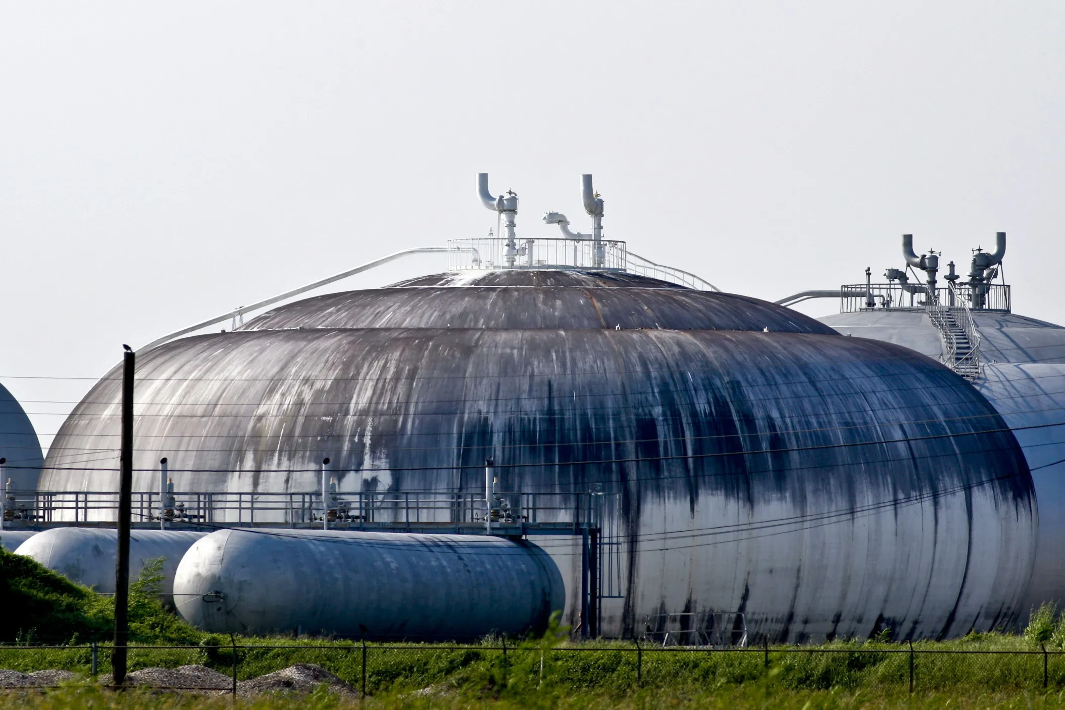 Natural gas storage tanks in the US.