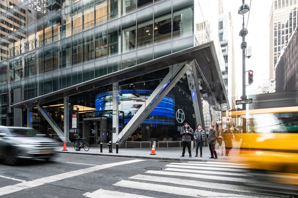 JP Morgan Chase & Co. succursale bancaria in Madison Avenue a New York.
