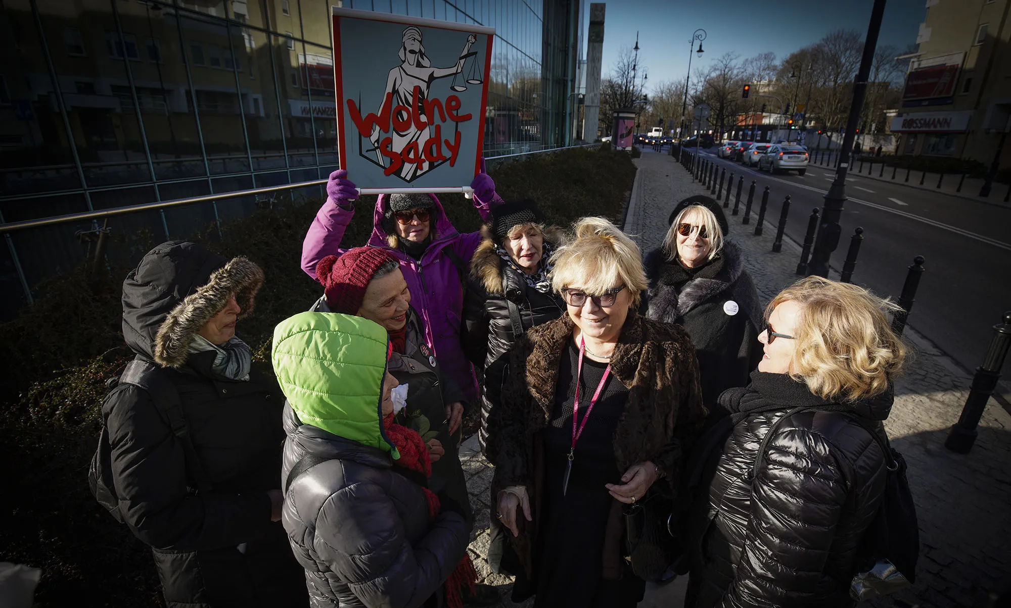 Supreme Court First President Malgorzata Gersdorf, who was recently reinstated in her position after a government purge, meets&nbsp;with demonstrators in front of the Supreme Court in Warsaw on Feb.&nbsp;27, 2019.