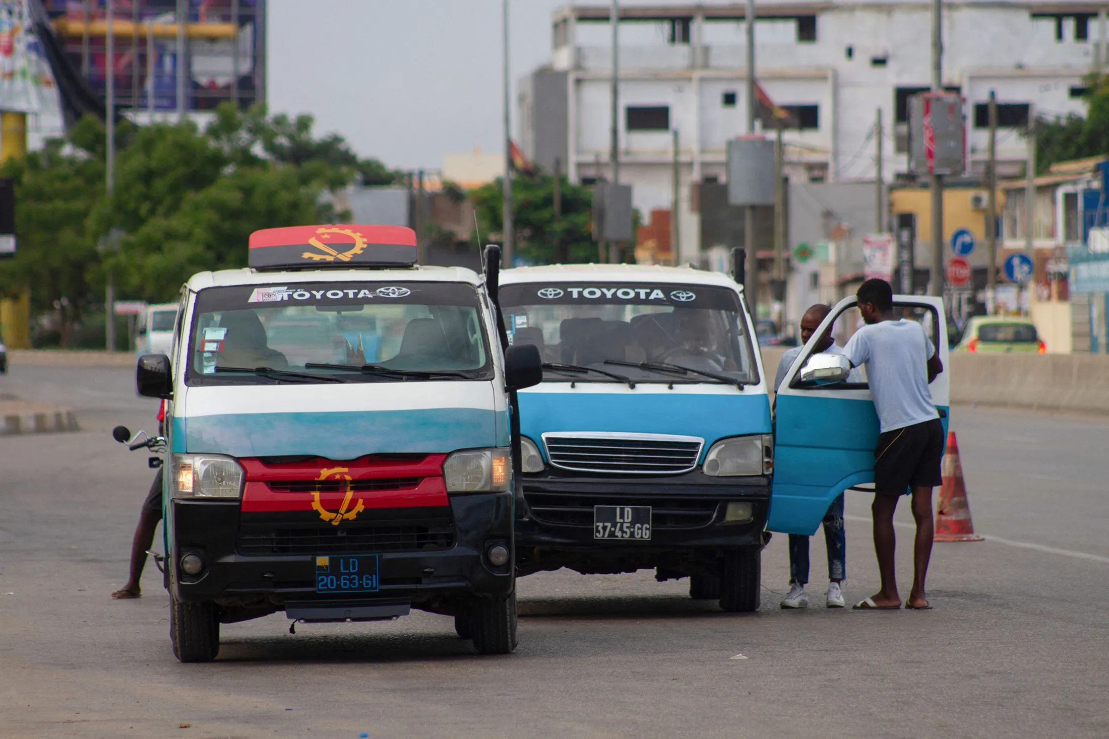 Minibus drivers in Luanda, Angola.