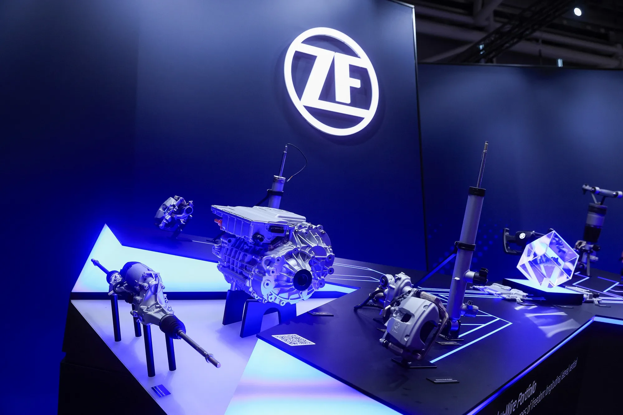 Vehicle components at the ZF Friedrichshafen AG stand at&nbsp;the Munich Motor Show.&nbsp;