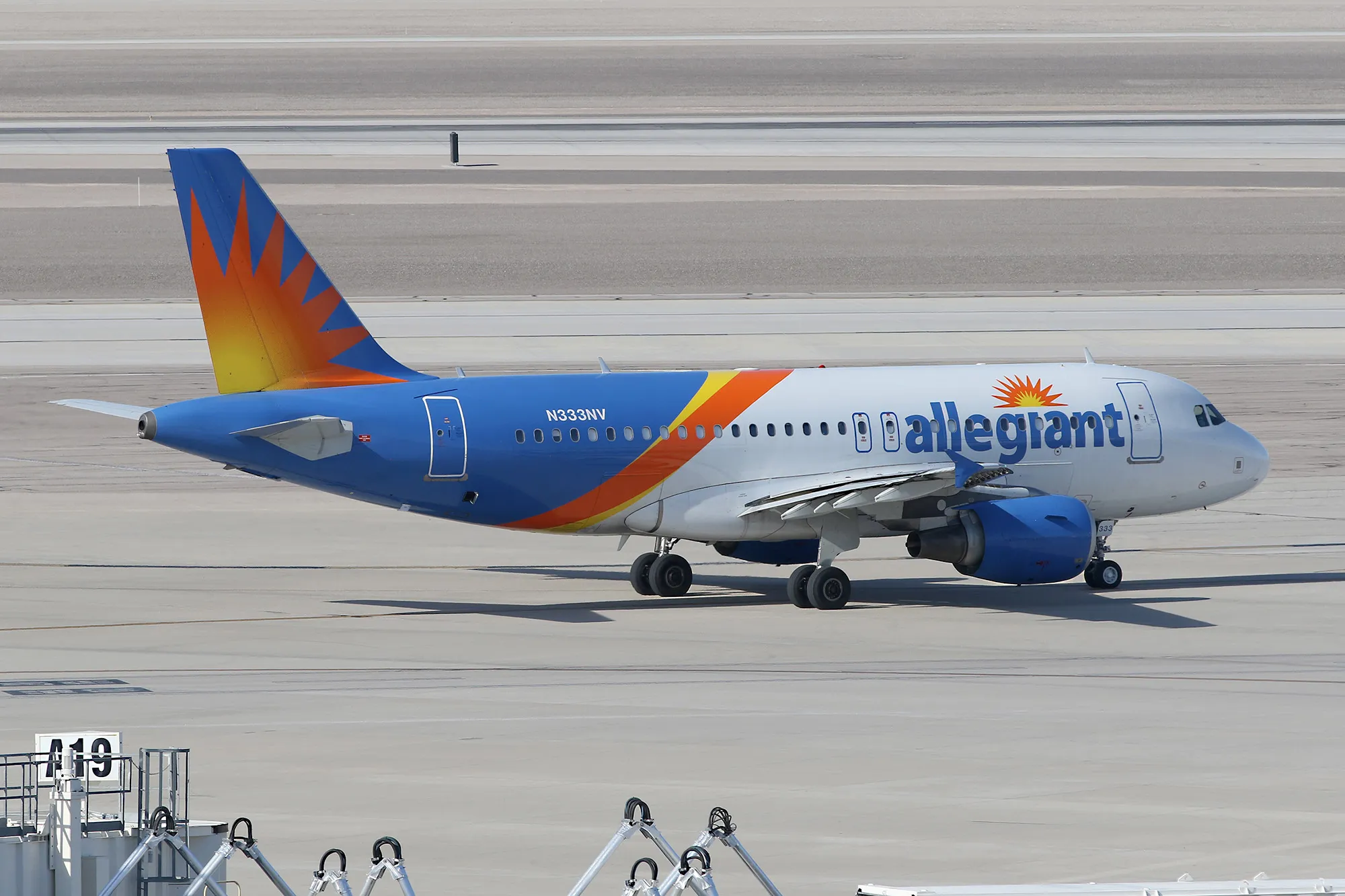 An Allegiant Airbus A319 at McCarran International Airport, Las Vegas