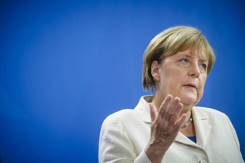 German Chancellor Angela Merkel speaks to the media on August 29.