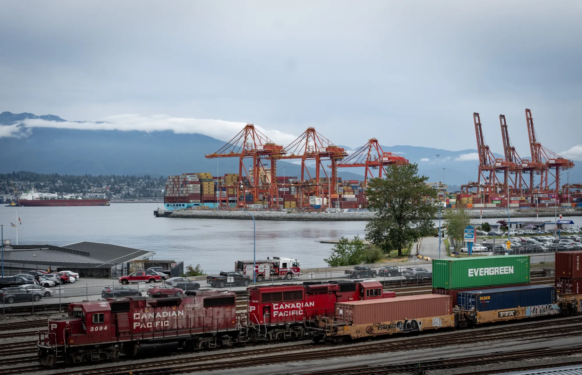 A Canadian Pacific Railway Co. locomotive at the Port of Vancouver in British Columbia, Canada.