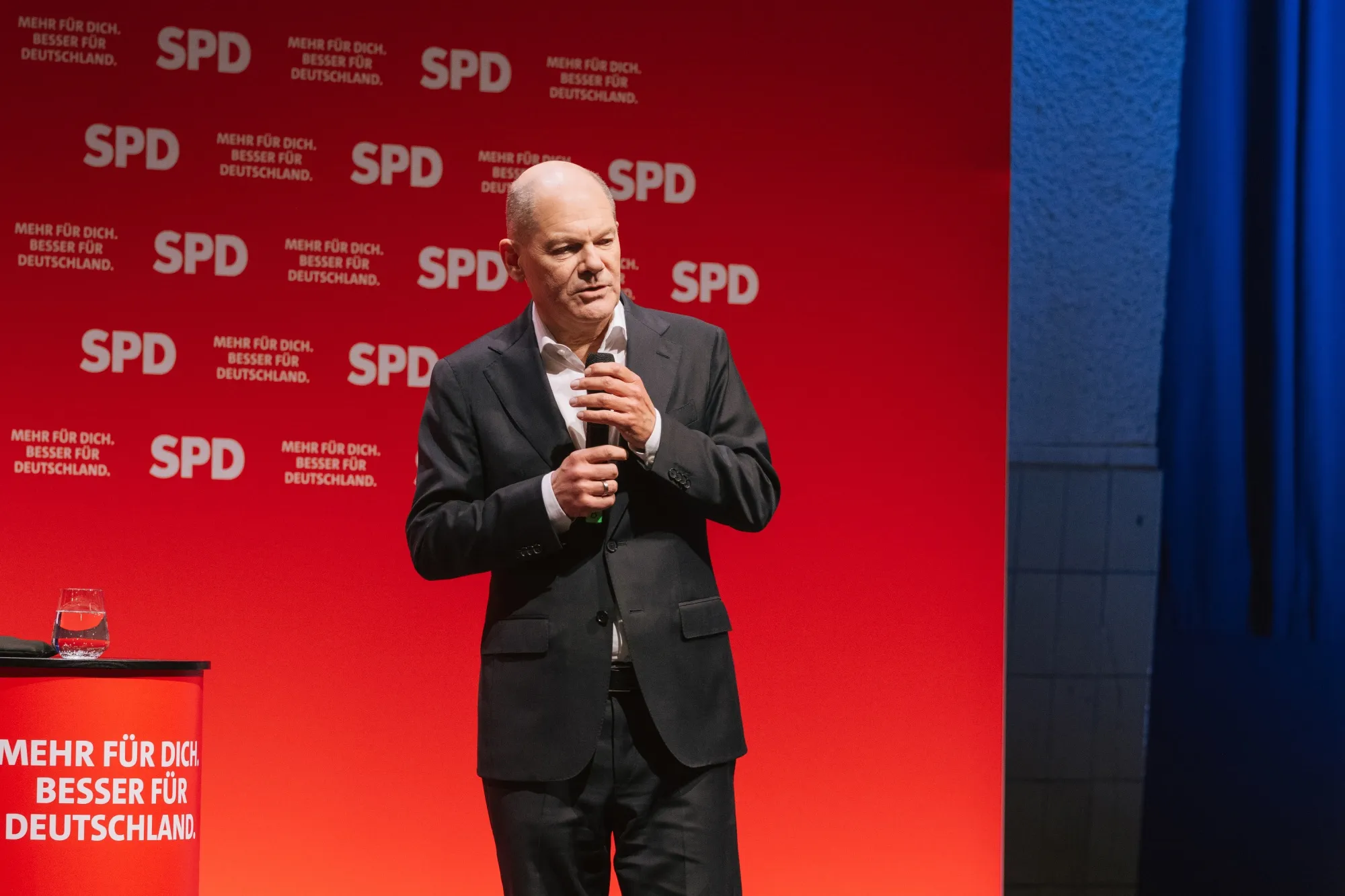 Olaf Scholz during a Social Democrats (SPD) party general election campaign rally in Leipzig, Germany, on Feb. 8.