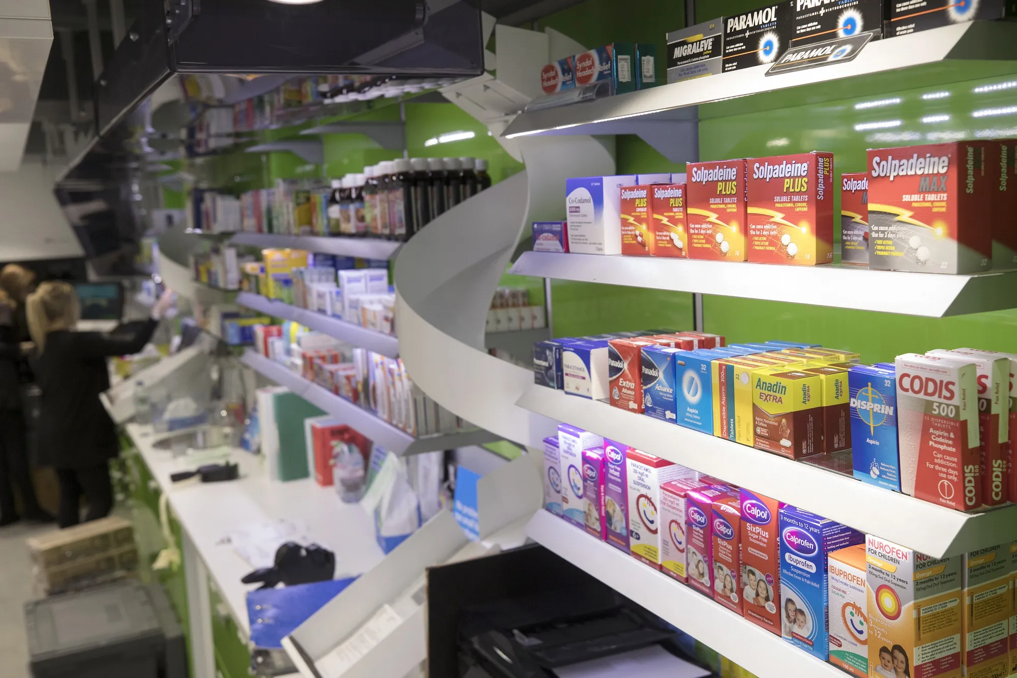 Medications on the shelves inside Hodgson Pharmacy in Longfield, Kent, U.K., on Tuesday, Feb. 5, 2019.