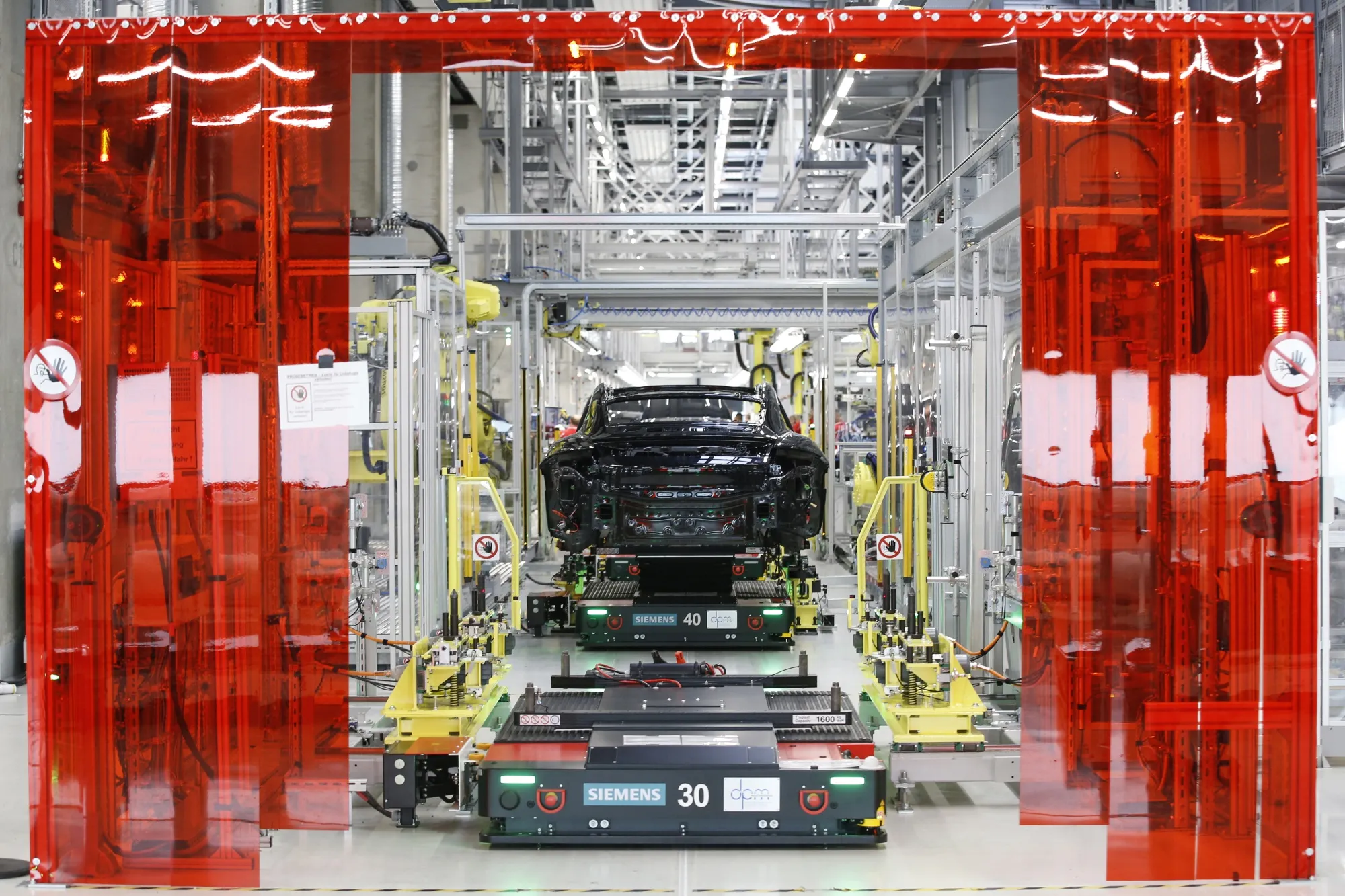 Electric Porsche Taycan production in Stuttgart.