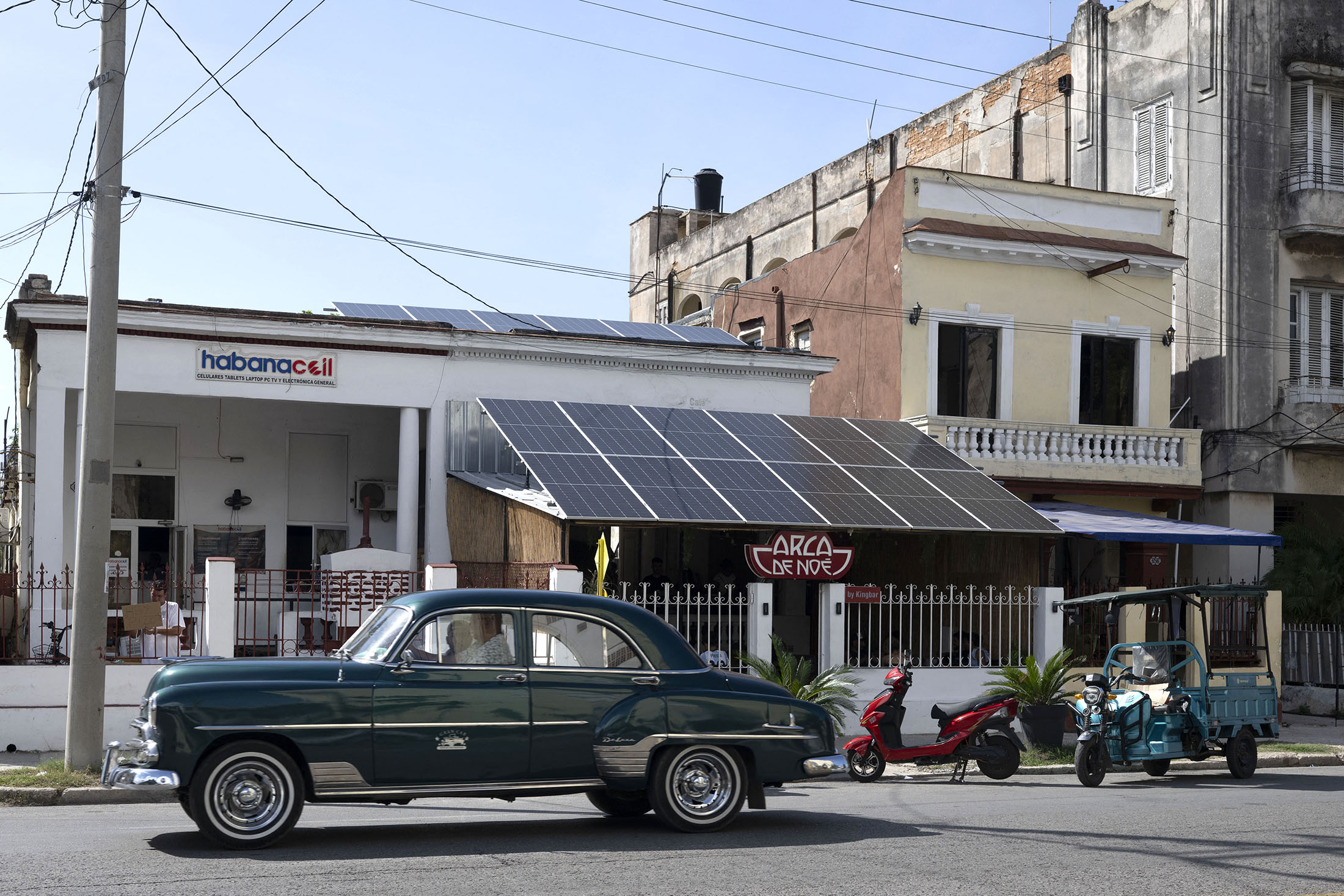 Solar panels on private businesses in Havana’s Vedado neighborhood on June 8.
