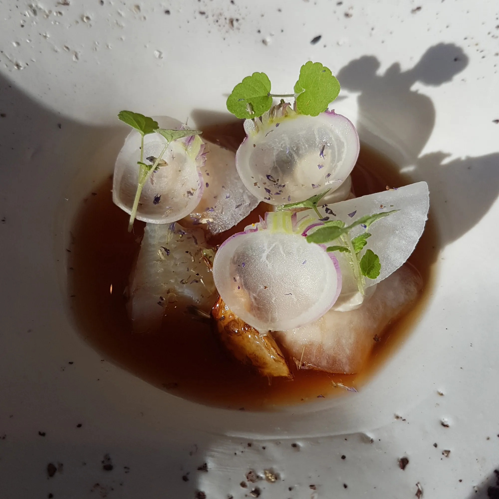 Turnip and crab at Moor Hall.