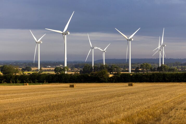 Wind turbines in the UK. 