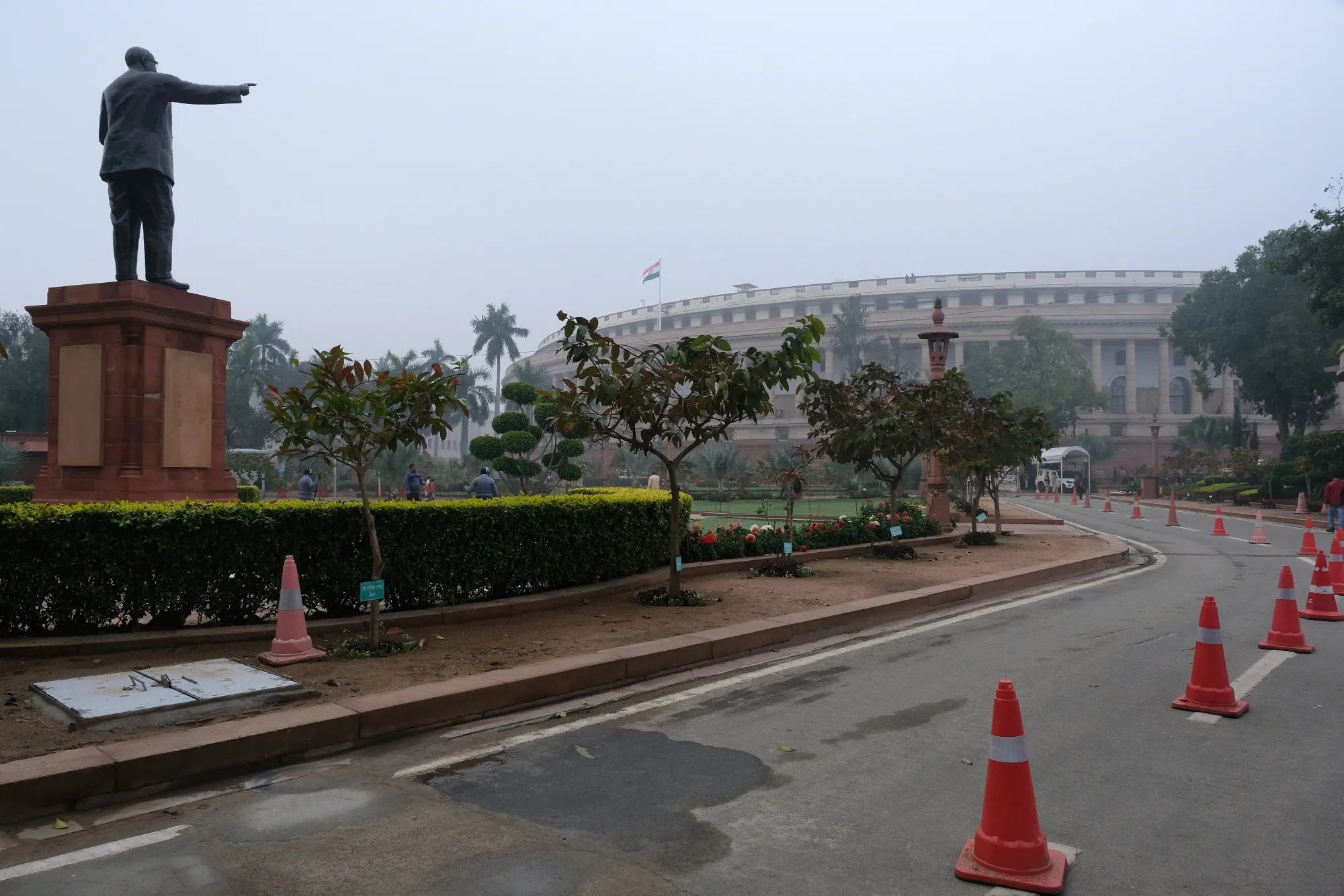 Parliament House in New Delhi, India.