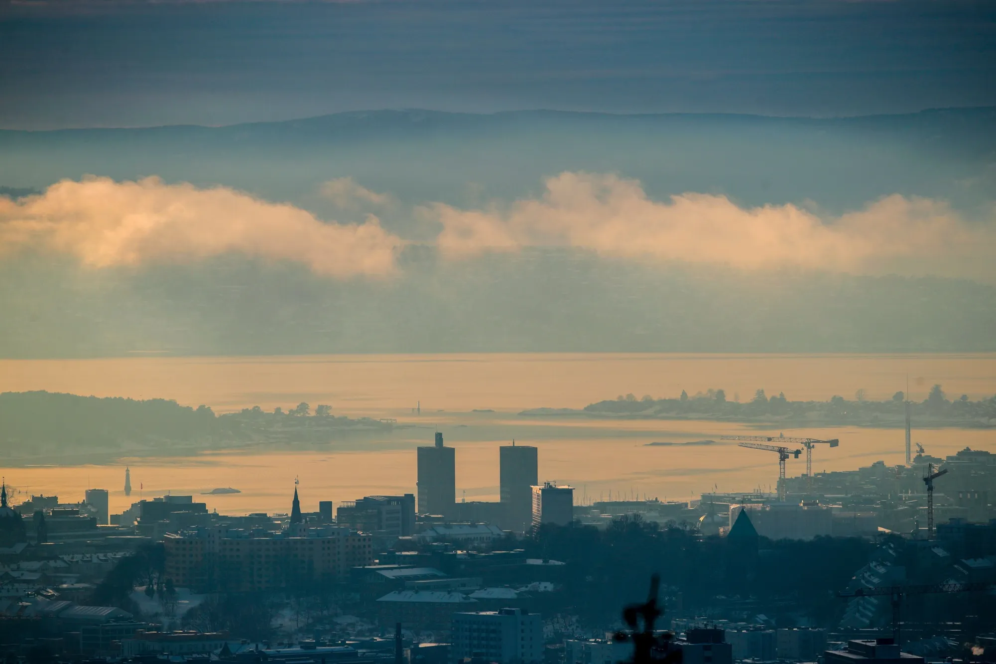 A view of Oslo at dusk.&nbsp;