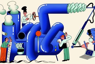 **DO NOT USE OUTSIDE OF BLOOMBERG OPINION AI FEATURE** Illustration: Simon Landrein for Bloomberg Opinion column on AI in Europe