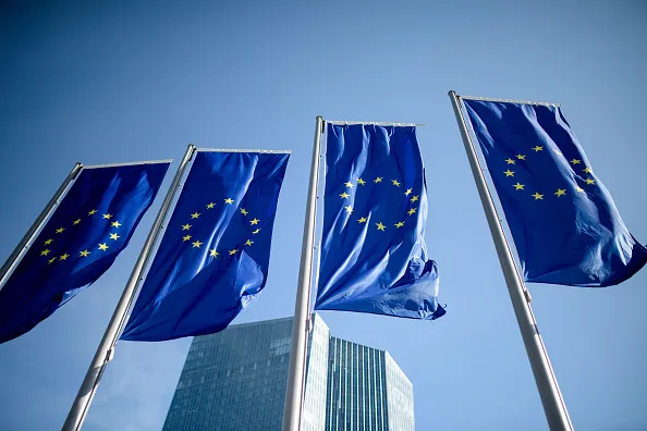 EU flags.
