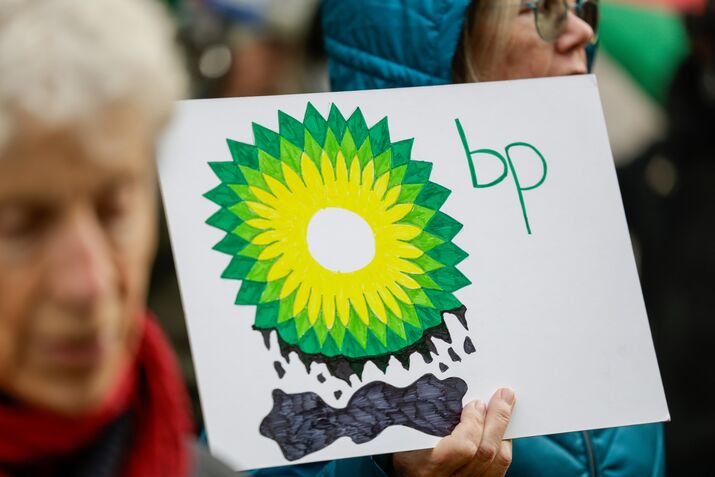 Climate Protesters At BP Plc Headquarters