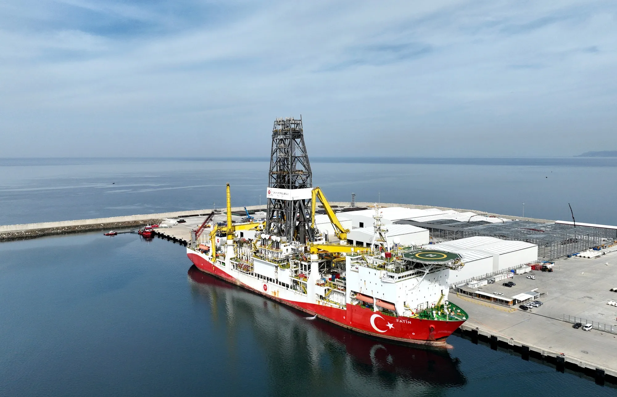 Fatih, one of Turkey’s deepwater drillships, docked at Zonguldak in the Black Sea in 2023.