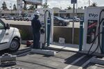 A maintenance check on an EVgo fast charging station in Los Angeles.&nbsp;