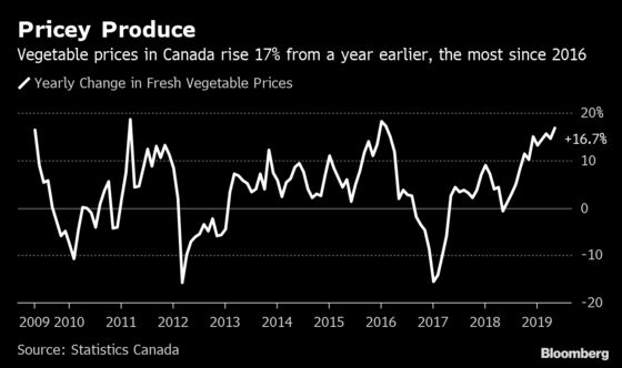 Canadian Vegetable Prices Rising at Fastest Pace in Three Years