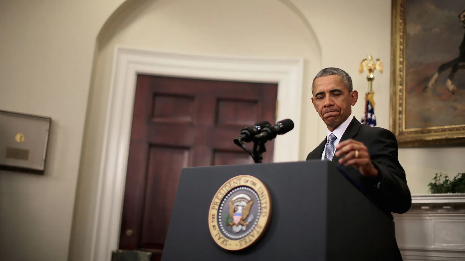 President Barack Obama speaks in the Roosevelt Room at the White House on Feb. 23, 2016.
