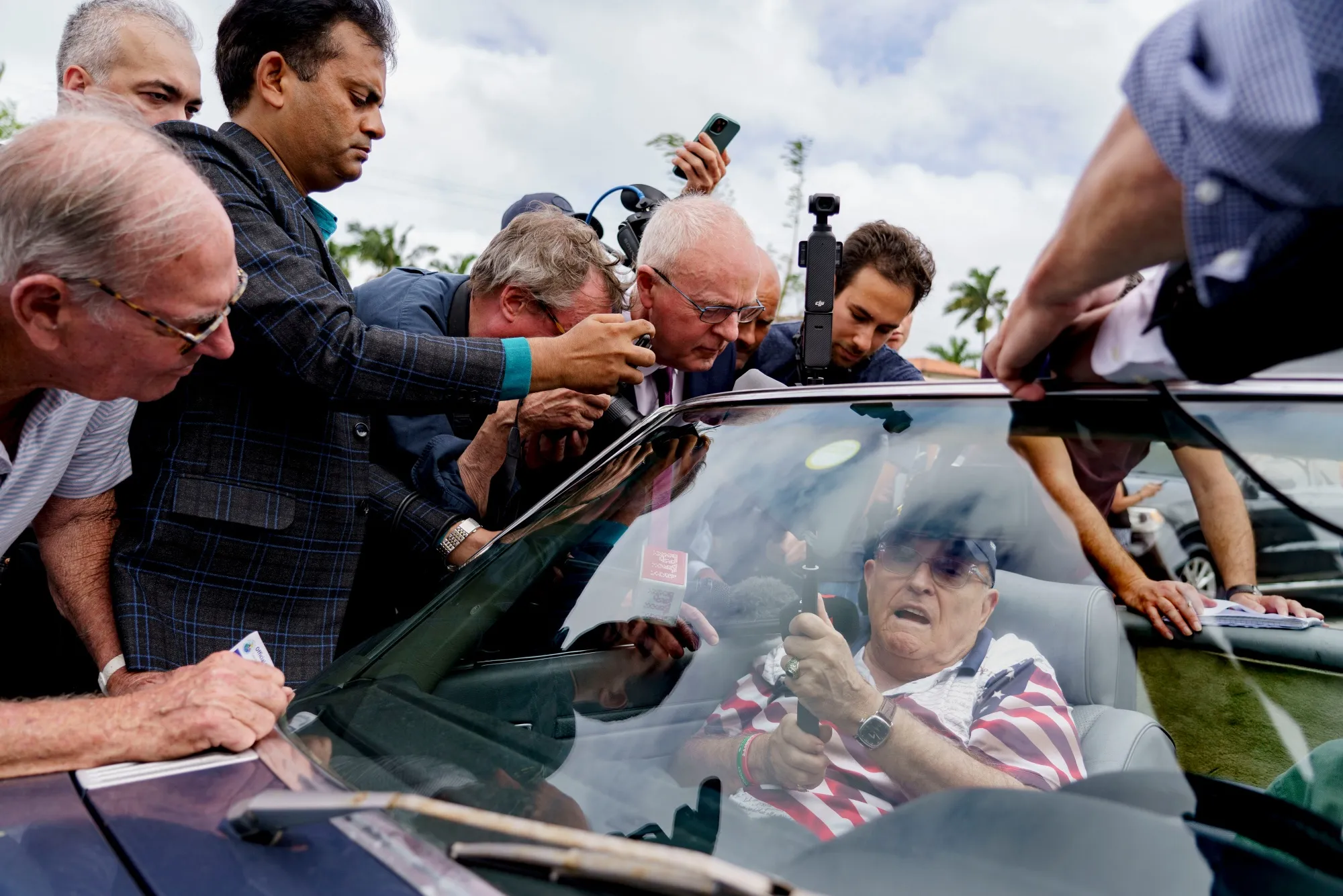 Rudolph Giuliani on Tuesday in the luxury car outside of a Palm Beach, Fla., polling location.