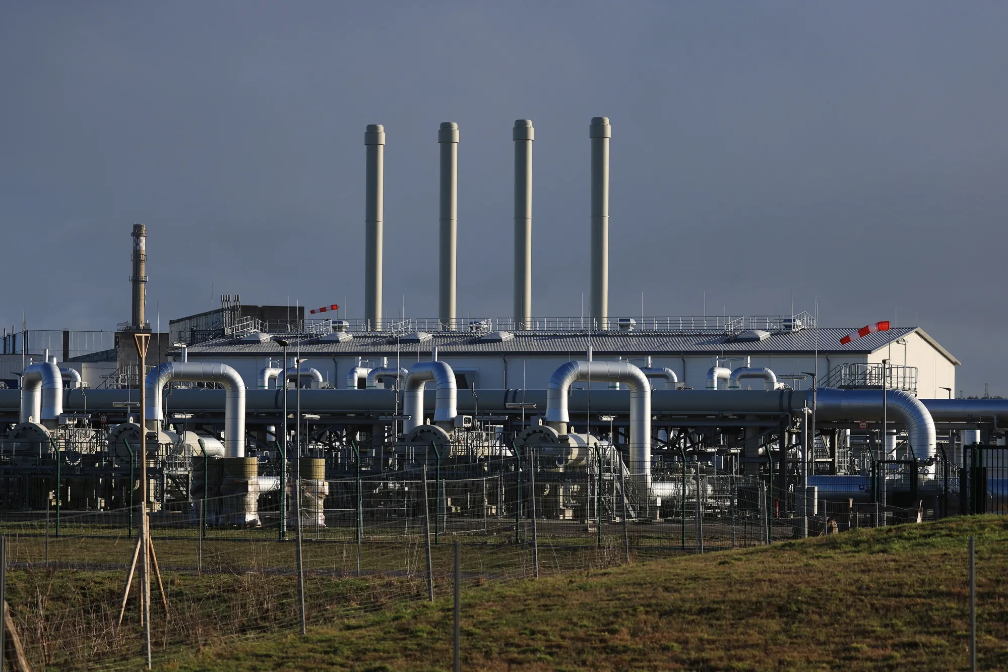 The gas receiving compressor station of a natural gas pipeline in Lubmin, Germany.