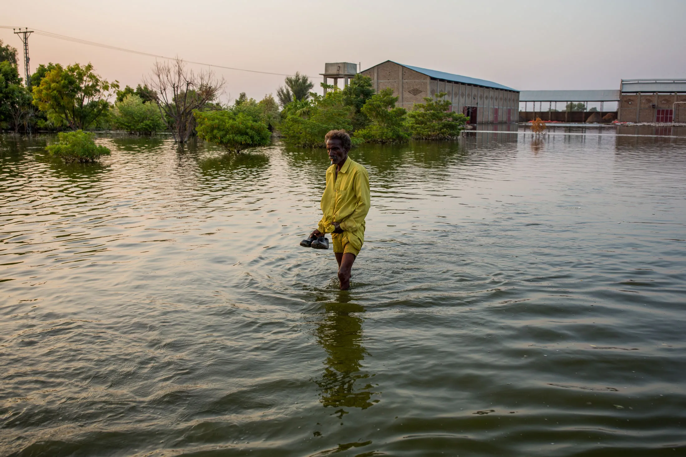 Floodwaters in the Sanghar District of Pakistan