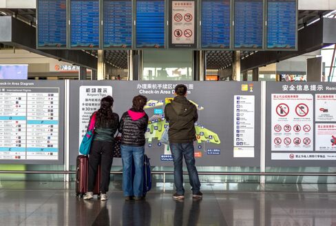 Passengers at Beijing International Airport