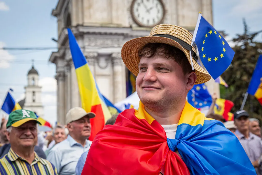 A pro-EU rally in Chisinau on May 21.&nbsp;