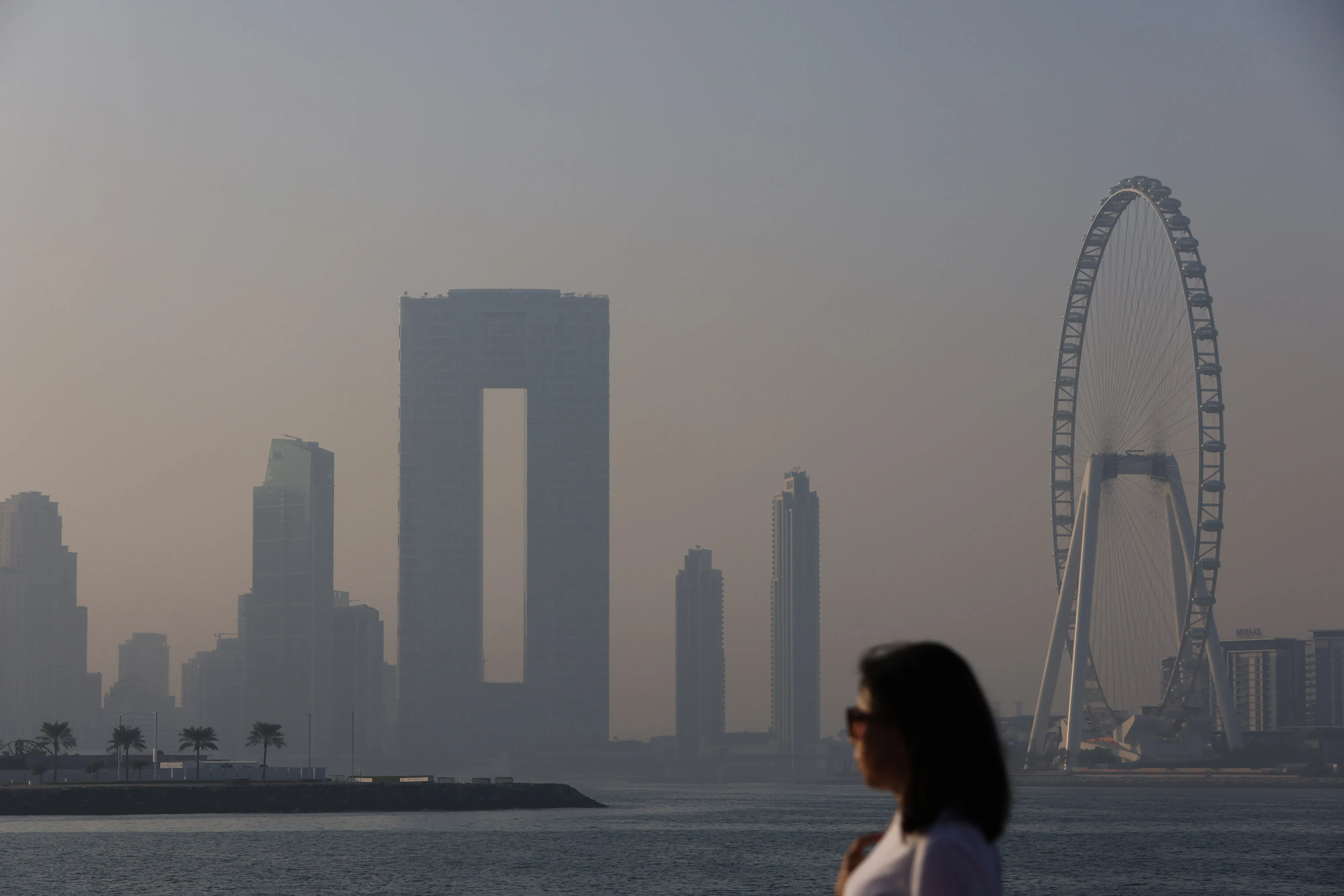 The skyline in Dubai, United Arab Emirates.