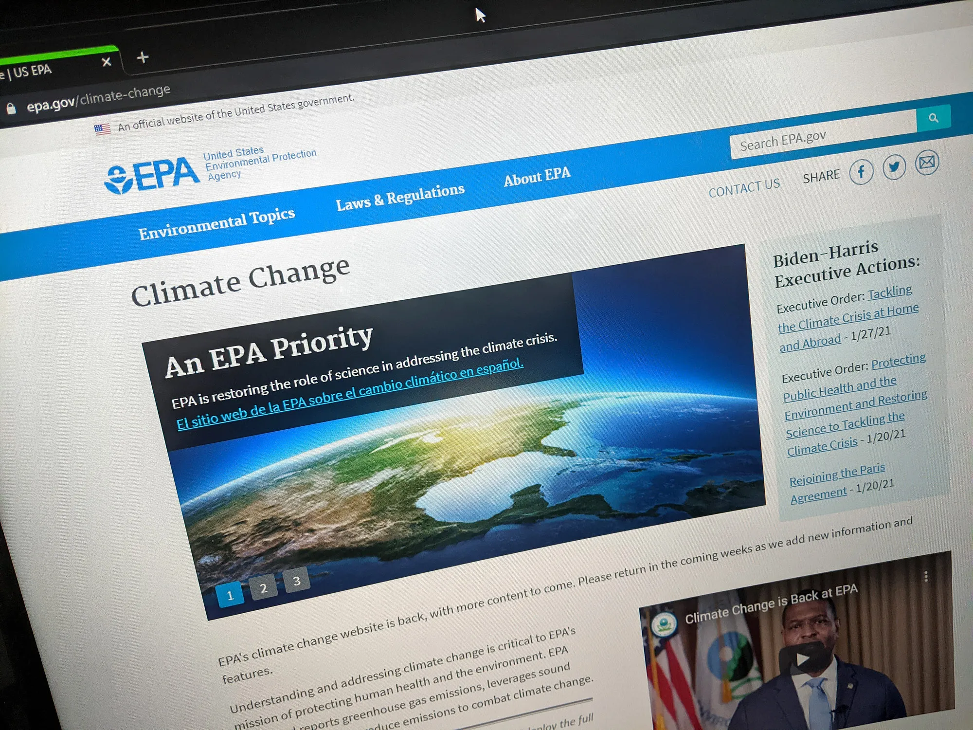 EPA.gov/climate-change website