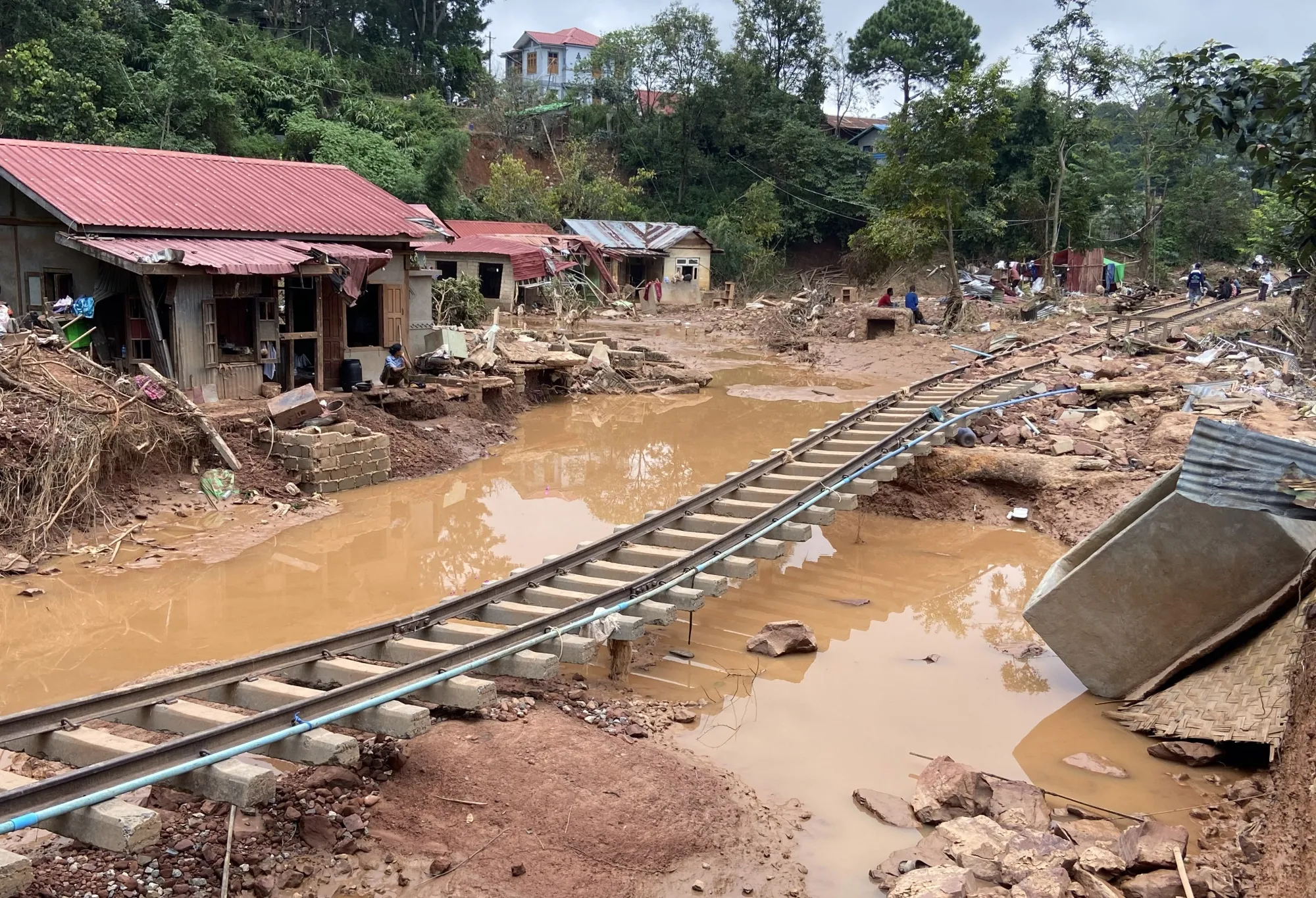 Flood damage in Kalaw township, Myanmar, on Sept. 19.