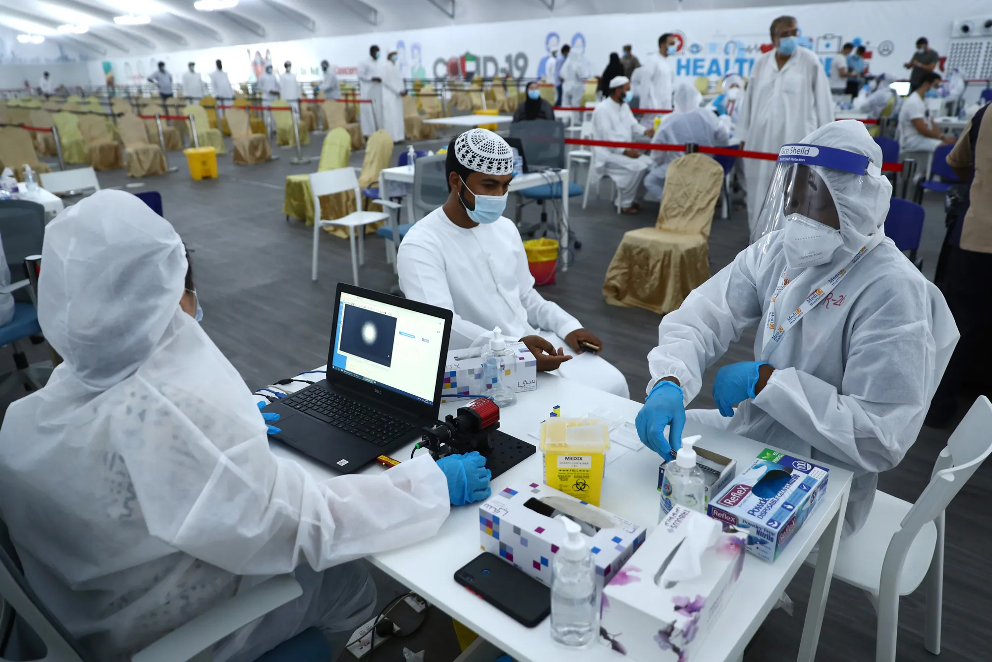 A coronavirus testing center in Abu Dhabi, United Arab Emirates.