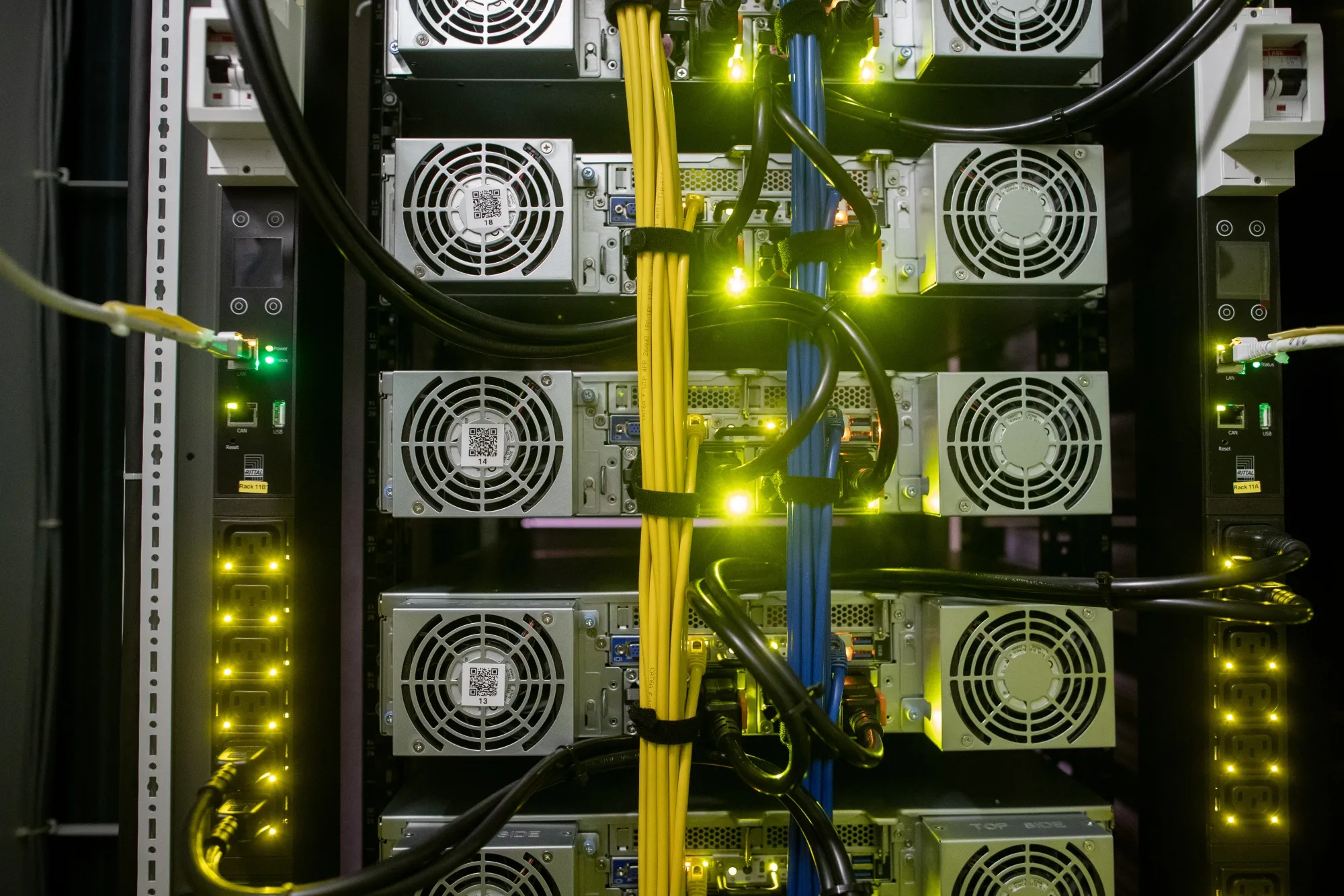 Data servers inside the Lefdal Mine Datacenter in Maloy, Norway.