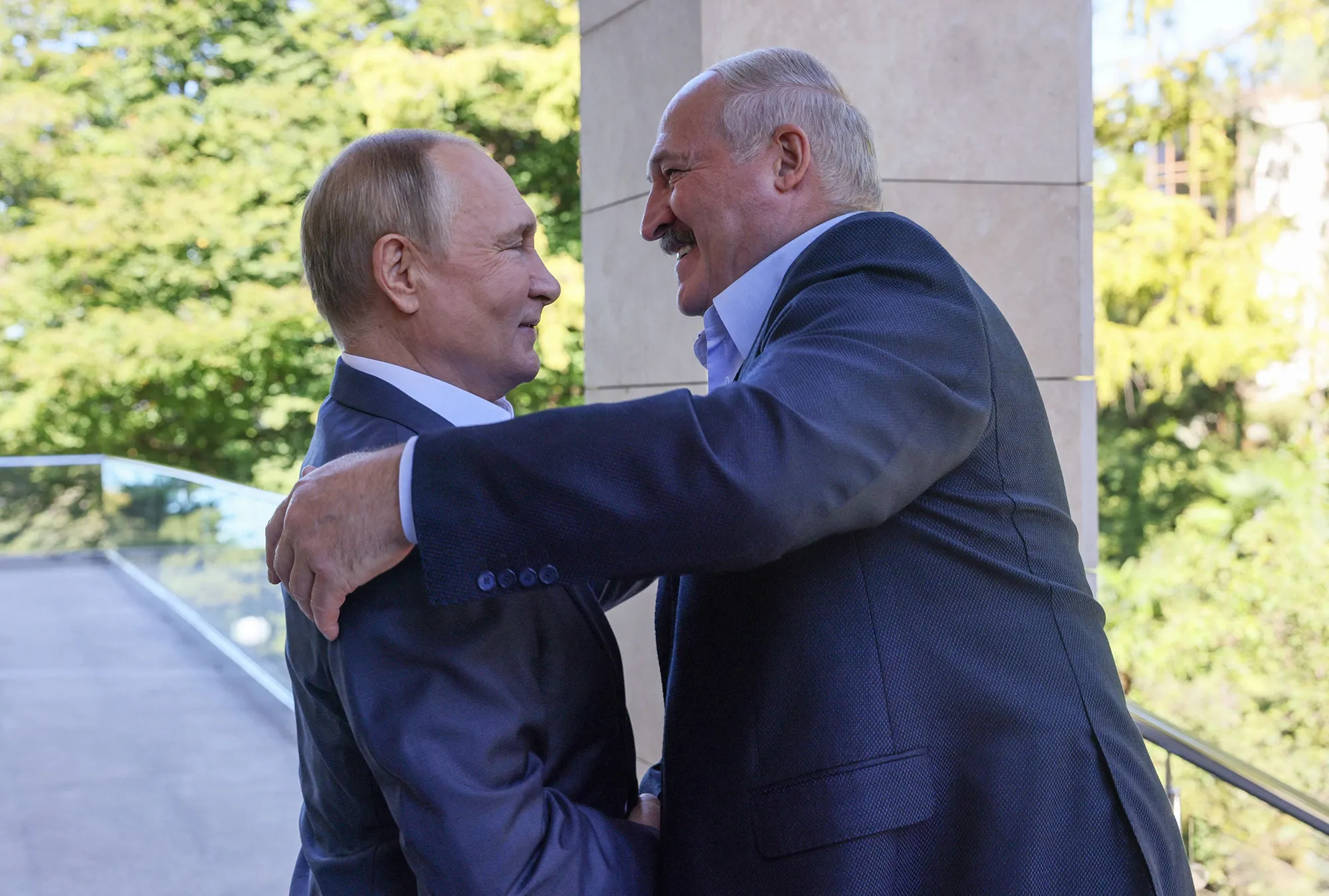 Russian President Vladimir Putin meets with his Belarusian counterpart, Alexander Lukashenko, in Sochi, Russia, on Sept. 26, 2022.
