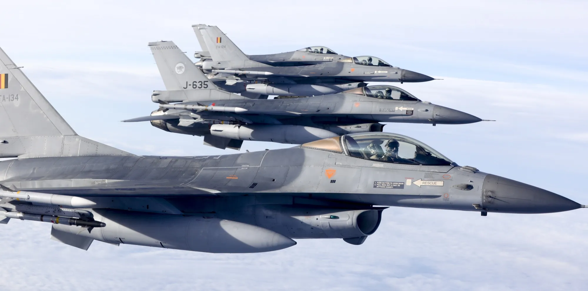 Dutch and Belgian F-16 fighter jets.
