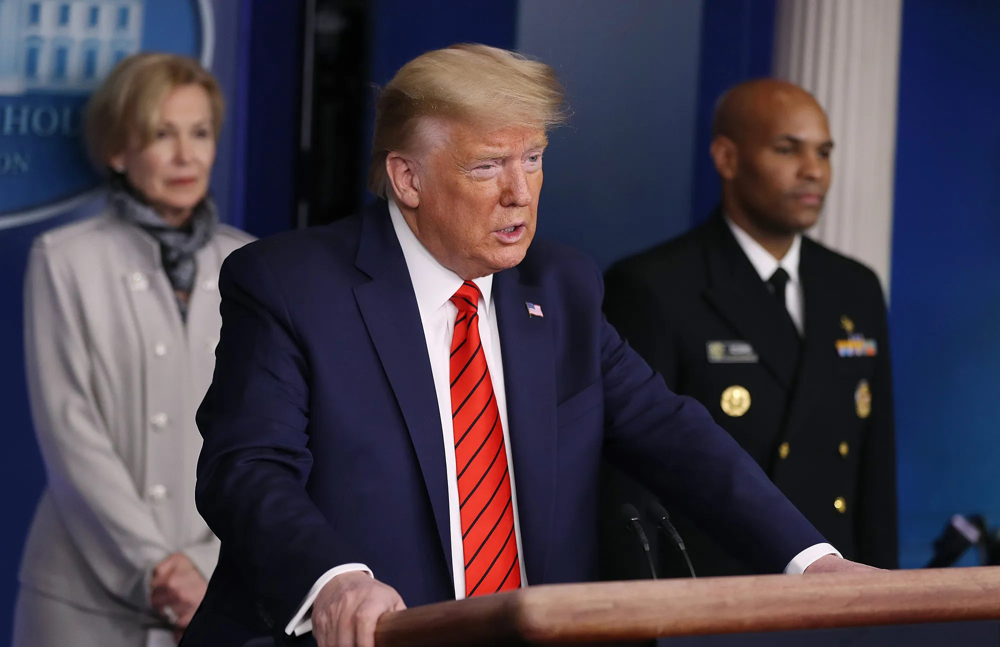 Donald Trump&nbsp;speaks in&nbsp;White House on March 19.