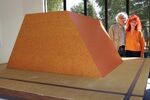 Christo and Jeanne-Claude with a model of The Mastaba&nbsp;in 2007.